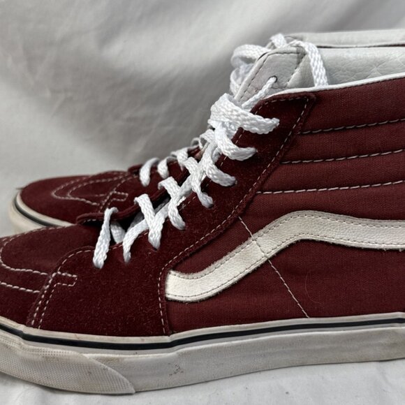 Vans Old Skool Hi Shoes Athletic Canvas Skate Sneakers Maroon Mens 7.5 Women’s 9 - Picture 4 of 10